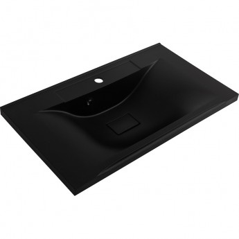 Раковина BELBAGNO BB800/450-LV-ART-PR-NERO из искусственного камня, чёрная, 800x450x150 мм